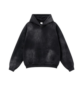 Hoodies et Sweatshirts Homme Streetwear Grande Taille Effet Délavé et Usé, Hoodie Uni à Épaules Tombantes Délavé à l'Acide, Survêtements pour Homme - Product Image 2