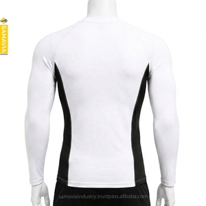 SAMAVIA <b>Men's</b> White Black Long Sleeve <b>Compression</b> Rash Guard Quick Dry Polyester Activewear <b>Shirt</b> Full Sleeve Sport Top - Product Image 2
