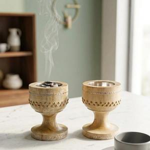 Quemador de Incienso Bakhoor con Aroma a Madera de Oud y Caramelo, Forma de Cuenco Decorativo con Interior Metálico, Decoración Artística y Cultural para Mesa - Product Image 5