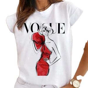 T-shirts 100% coton de qualité supérieure pour femmes Anti-boulochage respirant à manches courtes Design personnalisé Logo taille d'été couleur - Product Image 3