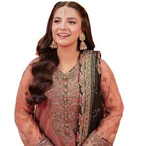 Renard Georgette Lourd Brodé Travail Top Et Santoon Bas Avec Dupatta Pakistanais collection - Product Image 1