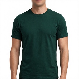 Men's Dark <b>Green</b> <b>Plain</b> Cotton <b>T</b>-<b>Shirt</b> Short Sleeve O-Neck Regular Fit Casual Jersey Knit Solid Color Breathable Custom Brand BD - Product Image 3