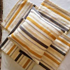 Boho Linen Woven <b>Throw</b> Pillow Covers 18x18 Inch Square Striped Decorative Removable & Washable - Product Image 1
