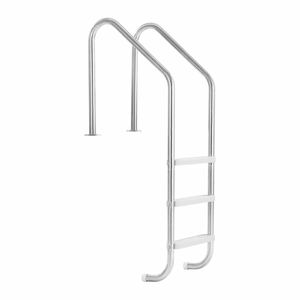 Scala per Piscina in Acciaio Inossidabile con 3 Gradini, Doppio Corrimano, Gradini Larghi Antiscivolo, Capacità 120 kg, Gradini in Plastica - Product Image 1