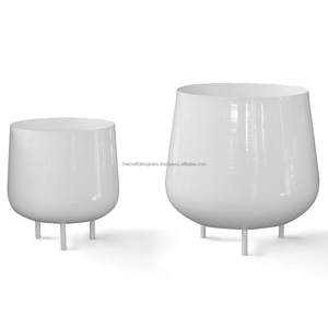 Support de jardinière en émail blanc Ensemble de 2 excellentes pièces Pots de fleurs en tôle de fer Présentoir de salon Jardinières en métal au prix de gros - Product Image 2