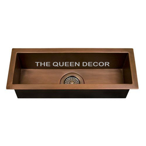 Évier de cuisine rustique en cuivre, élément décoratif métallique, style antique, luxueux, martelé à la main, avec rebord incurvé, pour cuisine individuelle - Product Image 5