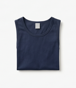 Men's <b>Navy</b> Sleeveless Tank <b>Top</b> O-Neck Solid Color Knitted Casual Wear - Product Image 4