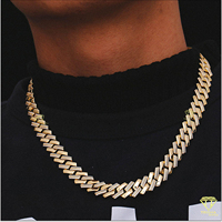 Cadena Cubana de Plata de Ley 925 con Diamantes de Moissanita Más Vendidos, Joyería Fina Chapada en Oro Amarillo Estilo Hip Hop para Boda