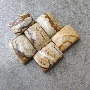 Cabochon de Jaspe Biscuit Naturel, Forme Rectangulaire, Pierre Précieuse Calibrée à Dos Plat, Vente en Gros - Product Image 1