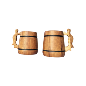 Chope à bière en bois de qualité supérieure avec gobelet intérieur en acier |   Chope à bière rustique en bois faite à la main avec poignée - Product Image 4