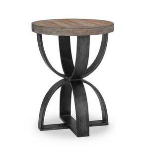 Table d'appoint moderne en bois et fer forgé, conçue pour les maisons élégantes, avec un support en fer élégant et un bois lisse. - Product Image 1