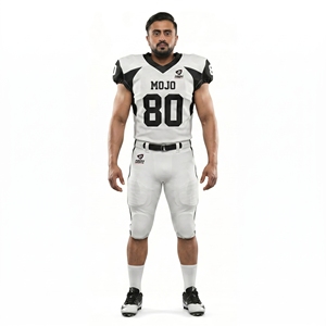Maillot de football américain personnalisé 100 % polyester respirant à col en V pour équipe, uniforme unisexe adulte lycée, imprimé MOJO - Product Image 1