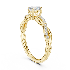 Anillos de Boda Clásicos Aries Jewel, Oro Amarillo de 14K, Diamante Cultivado en Laboratorio IGI de Corte Ovalado EF VVS de 0.50CT, Anillos de Compromiso con Tallo Trenzado - Product Image 4