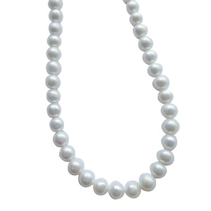 Collar de Perlas de Agua Dulce de Plata 925 con Cuentas Redondas de 7-8 mm, Diseño Natural Simple, Luz Intensa y Ligeras Imperfecciones - Product Image 5