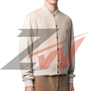 Blouson universitaire pour homme style urbain, en laine avec manches en cuir, décontracté, printemps-automne, style aviateur, avec lettres, type baseball - Product Image 4