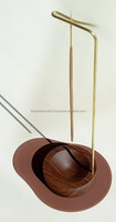 Porte-encens indien en bois d'acacia durable et écologique, parfumé à l'anis étoilé aromatique, design multifonctionnel, 100% artisanal