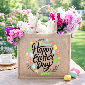 Bolsa de Mano Mediana de Lona Personalizada Premium, Reutilizable, con Tema de Pascua, Impresión de Logotipo Personalizado, para Eventos y Fiestas, con Asas de Cuerda, Estilo Bengala Occidental - Product Image 5