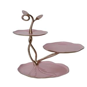 Support à gâteau classique pour la maison, mariage, fête d'anniversaire, gâteau, hôtel, couleur or et rose, design élégant, support à gâteau en métal et en résine - Product Image 1