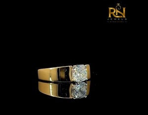 Bague solitaire de luxe pour homme avec diamant de laboratoire taille coussin 2 carats couleur DEF |   Bague solide en or 9K 14K 18K, bijoux fins, taille personnalisée - Product Image 2