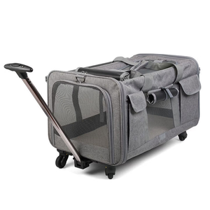 Rolling Pet Carrier with Telescopic Handle Airline Approved Pet Travel Bag with Breathable Mesh Multiple Pockets Durable Wheels - Product Image 2