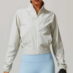 2026 Women Fitness Activewear Cowl Neck Full Zip Workout Tops Plus Size Lightweight Regular Fit Women Long Sleeve <b>Yoga</b> <b>Jacket</b> - Product Image 6
