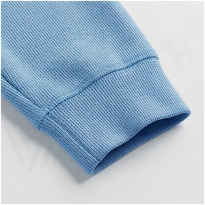 Conjunto Deportivo para Mujer, Sudadera con Capucha Azul Claro y Pantalones Jogger, Color Sólido, Manga Larga, Cordón Ajustable, 100% Algodón, Peso Medio - Product Image 6