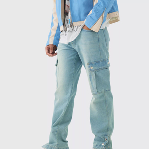 Mens Distressed Baggy Denim Jeans High Waist Breathable Waterproof Wide Leg Spring ODM Casual Pants - Product Image 1