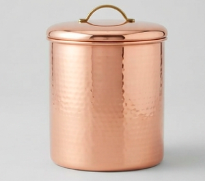 Juego de recipientes de cobre redondos con tapa, diseño minimalista pulido para almacenamiento en la cocina y uso como vajilla elegante. - Product Image 5
