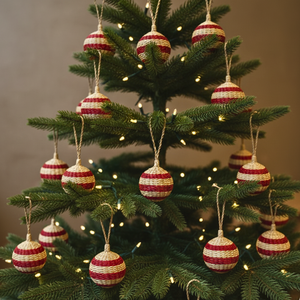 Ornement en forme de boule en jonc de mer naturel fait main pour arbre de Noël, décoration suspendue tressée pour les fêtes, fabricant Kingcraftviet - Product Image 2