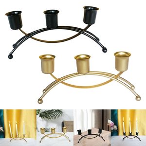 Candelabro Triple de Metal Dorado de Lujo, Centro de Mesa Decorativo Moderno, Portavelas Cónicas para Decoración del Hogar - Product Image 5