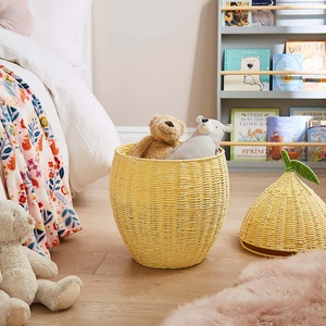 Elegante cesta de almacenamiento de juguetes de papel con forma de limón, organizador decorativo de mimbre, cesta para guardar ropa sucia, para la decoración de la habitación infantil. - Product Image 6