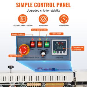 Sigillatrice a Nastro Orizzontale Continua per Imballaggi in PP, Larghezza Sigillatura 0.24-0.47 Pollici, Controllo Digitale della Temperatura, 110V - Product Image 6