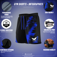 Shorts de sport mi-longs en toile tissée KORVEX pour homme, noir et bleu, imprimé par sublimation, séchage rapide, taille à cordon de serrage, vêtements de sport