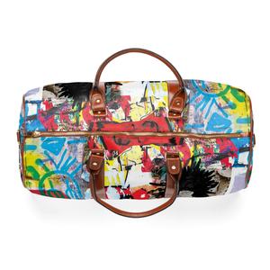Colorful <b>Canvas</b> Duffel <b>Bag</b> With Leather Handles Zipper Closure Large Capacity Travel Weekender <b>Bag</b> - Product Image 5