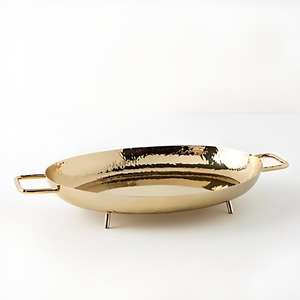 Plateau de service en laiton de qualité hôtelière de luxe, finition or riche, pour buffet de restaurant et présentation à domicile, décoration hôtelière et de restaurant - Product Image 4