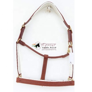 Licol de luxe en cuir blanc de qualité supérieure avec rembourrage pour le nez et les joues, personnalisable avec canal vide - Product Image 1