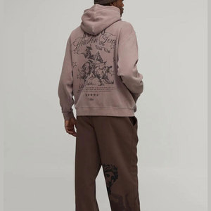Sweat-shirt à capuche oversize pour homme noir, imprimé 'Peace Stop Wars', style streetwear, pour l'automne, en molleton bouclette, avec poche, sérigraphie - Product Image 2