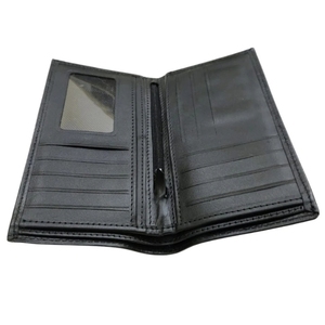 <b>Men's</b> Vertical Long Leather <b>Wallet</b> Black Center Zipper Pocket Credit Card Multi Slots ID Window Cash Billfold Pocket Organizer - Product Image 3