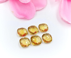 Pierre précieuse citrine naturelle AAA, jaune, taille coussin, facettée, 10*10 mm, pierre de citrine pour la création de bijoux - Product Image 3