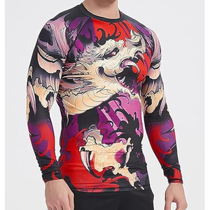 High Quality <b>Men</b> <b>Compression</b> <b>Shirt</b> Long Sleeve Rash Guard Graphic Print UV Protection OEM Bulk Supplier - Product Image 2