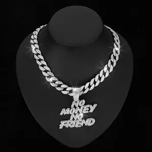 Collar Cubano con Colgante de Letras, Nuevo Modelo 2025, Plata de Ley, Bañado en Oro y Rodio, Joyería Hip Hop, Regalo de Aniversario, Unisex - Product Image 5