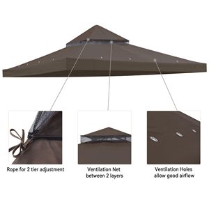 Gazebo e Pergola con Tetto a Baldacchino Color Cioccolato 11.5x11.5ft 2T - Product Image 3