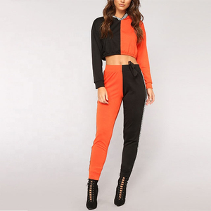 Conjunto de 2 piezas para mujer, informal de invierno, ecológico, con capucha, sudadera y pantalón jogger, cintura elástica, chándal de manga larga, sudadera corta y pantalón ancho. - Product Image 4