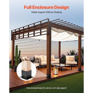 Base per Palo 4x4 in Acciaio al Carbonio Resistente, 4 Pezzi, Staffe per Decking per Pali in Legno 92x92 mm, Accessori per Gazebo e Pergola - Product Image 2