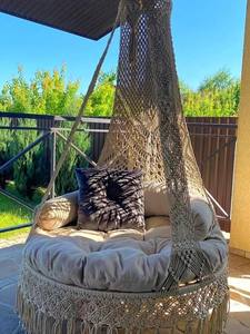 Beautiful BEIGE Swing,Handmade <b>Macrame</b> CREME colour Swing, Round Swing - Product Image 2