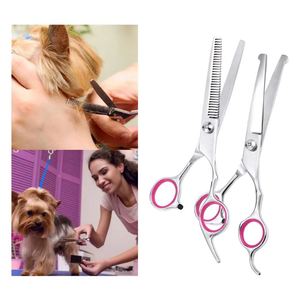 Kit de ciseaux de toilettage professionnels pour animaux de compagnie, avec poignée confortable, durables, en acier inoxydable, comprenant un ensemble de ciseaux droits. - Product Image 3