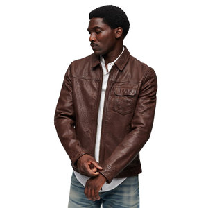 Blouson Moto Classique 2026 pour Homme en Cuir Véritable Bordeaux Coupe Slim Col Rabattu Fermeture Éclair Manches Classiques Hiver - Product Image 1