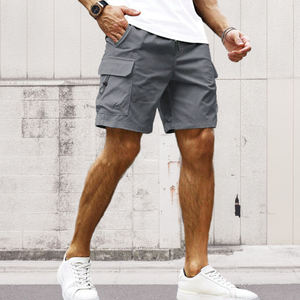 Shorts cargo gris pour homme, taille mi-haute, cordon de serrage, séchage rapide, légers, décontractés, avec poches - Product Image 2