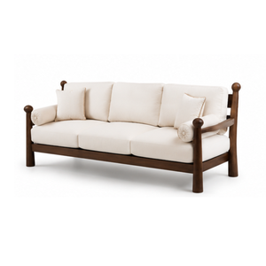Sofá Moderno de 3 Plazas en Madera de Teca Sólida, Tapizado, Muebles para Sala de Estar, Hotel, Villa, Apartamento, Diseño Personalizado - Product Image 4