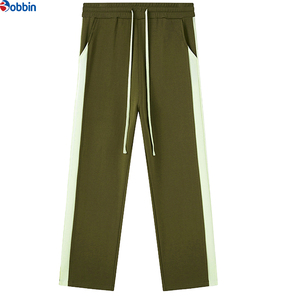 Pantalon de survêtement marron unique pour homme avec bande latérale crème, taille élastique et cordon de serrage, décontracté, mi-saison, tricoté, respirant - Product Image 6
